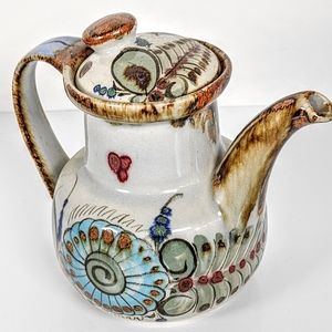 Ken Edwards signed El Palomar hand made Mexican Tea pot Rustic Pottery Decor